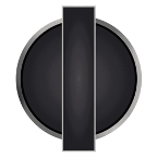 A circular dial with a handle pointing straight upward, in a stable position.