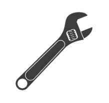 Schraubenschlüssel-Symbol, das Werkzeuge oder unterstützende Methoden darstellt.